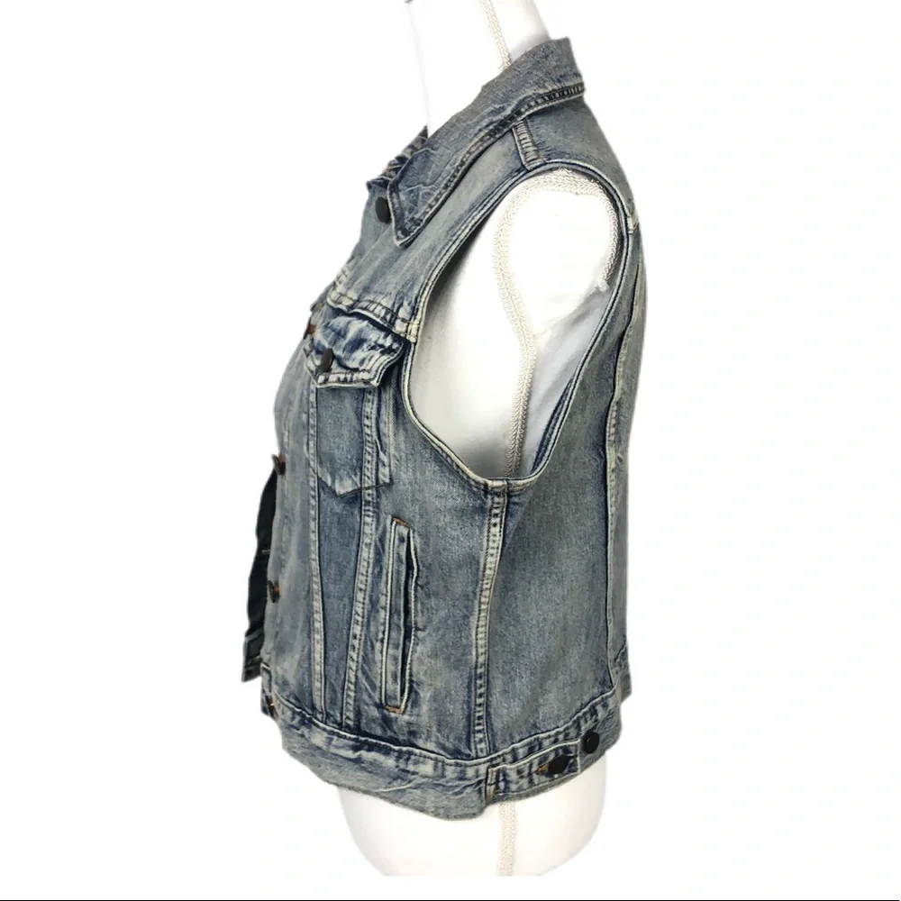 J. Crew Washed Denim Sleeveless Vest - Light Blue